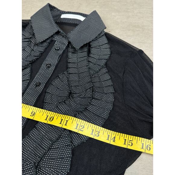 Anne Fontaine Black Button Up Sheer Ruffle Long Sleeve Top Blouse Size 38 US 4/6 - Picture 8 of 8